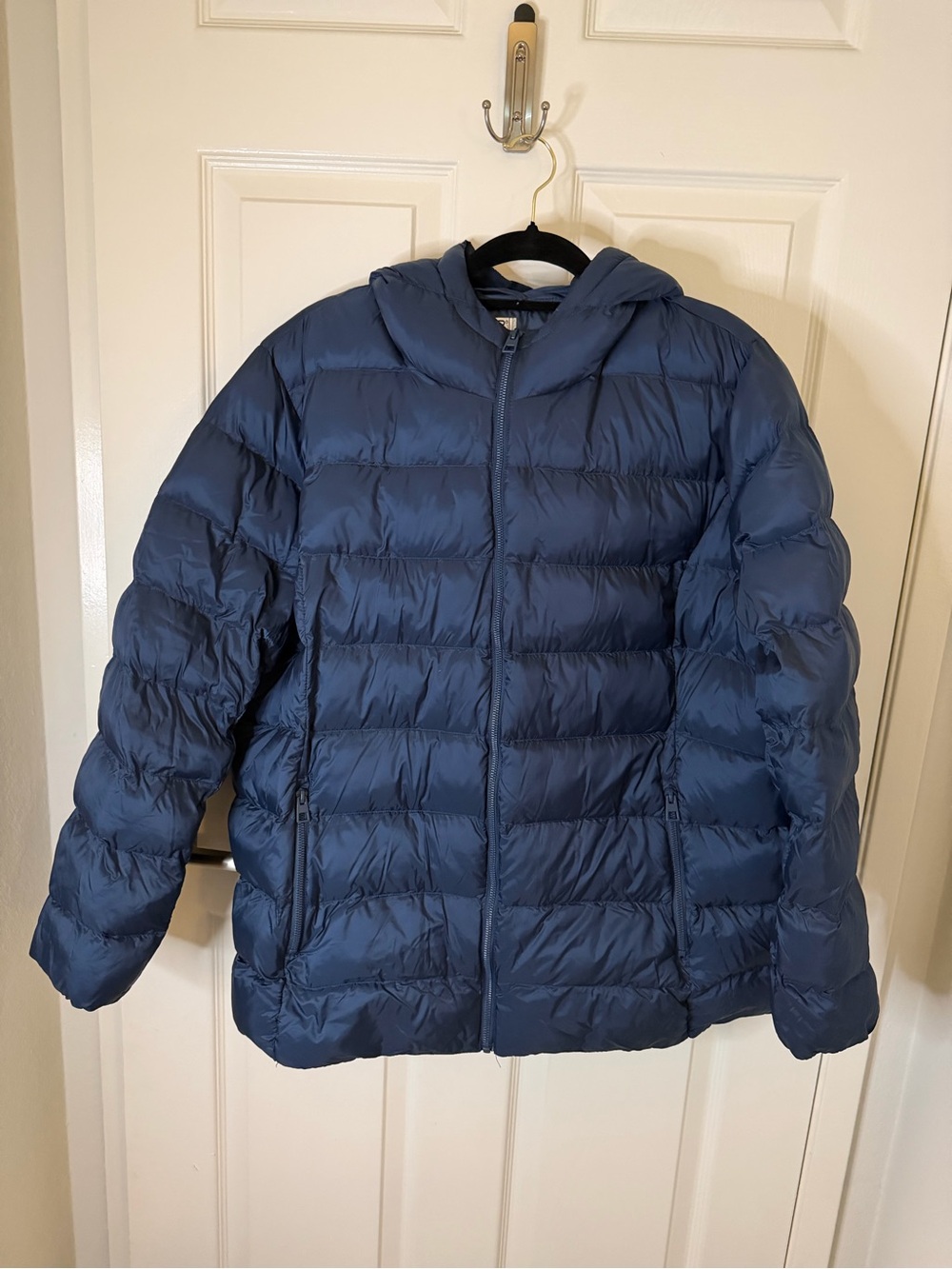 32 Degrees Navy Blue Quilted Puffer Jacket with Hood XXL